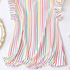 SHEIN Colorful Striped Ruffle Blouse